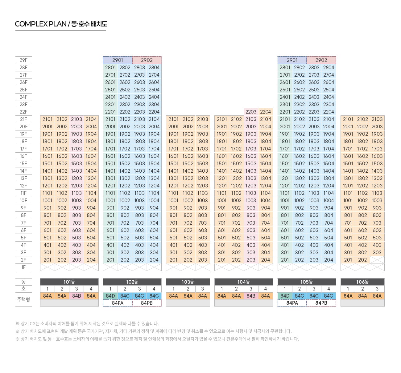 송도 한내들 센트럴리버 동호수배치도